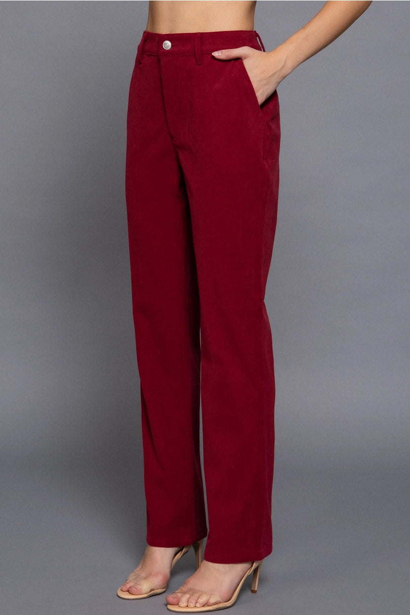 COLETTE CORDUROY STRAIGHT PANTS | BURGUNDY