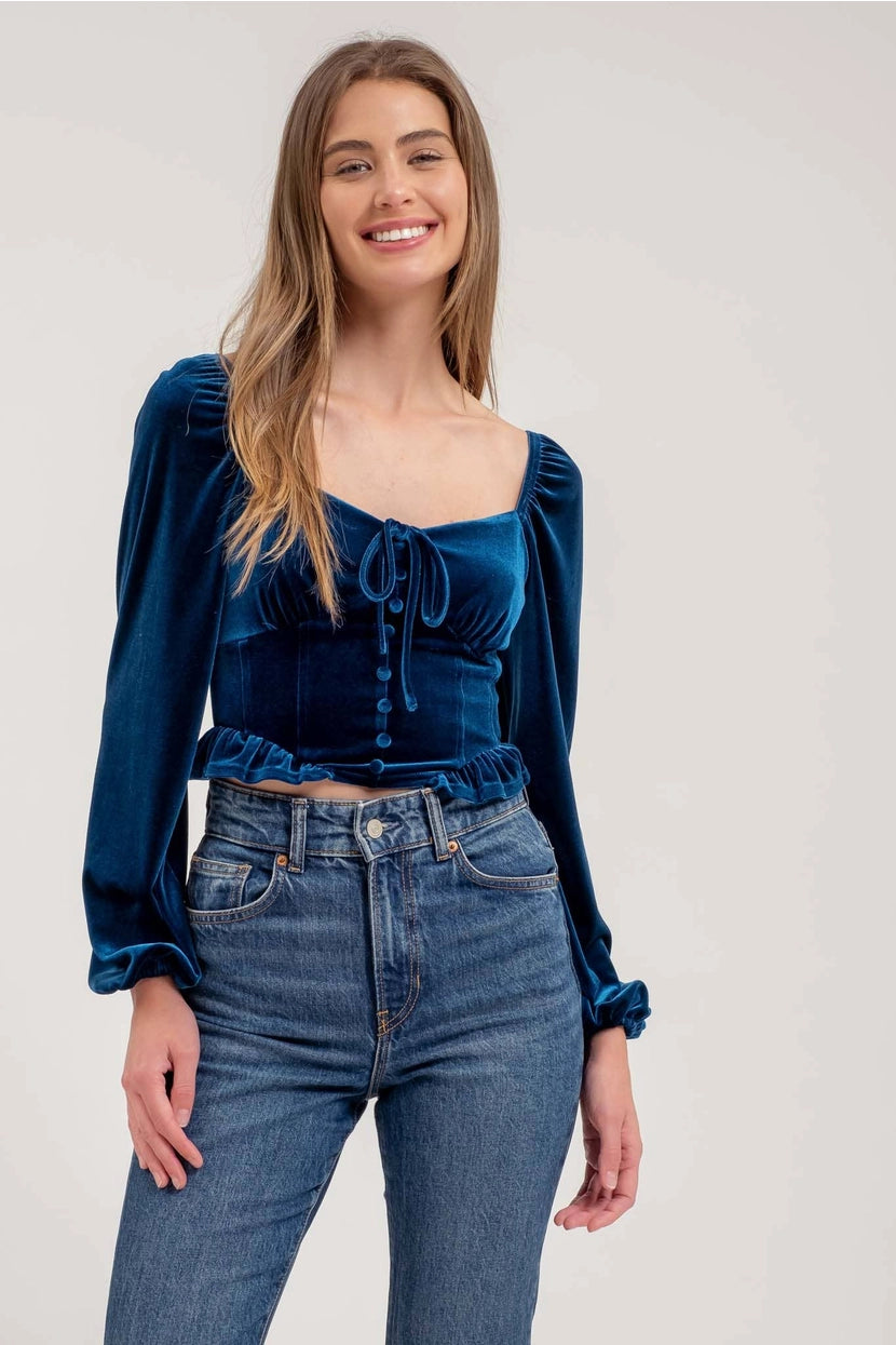 CHEVELLE VELVET BUTTON DOWN TOP