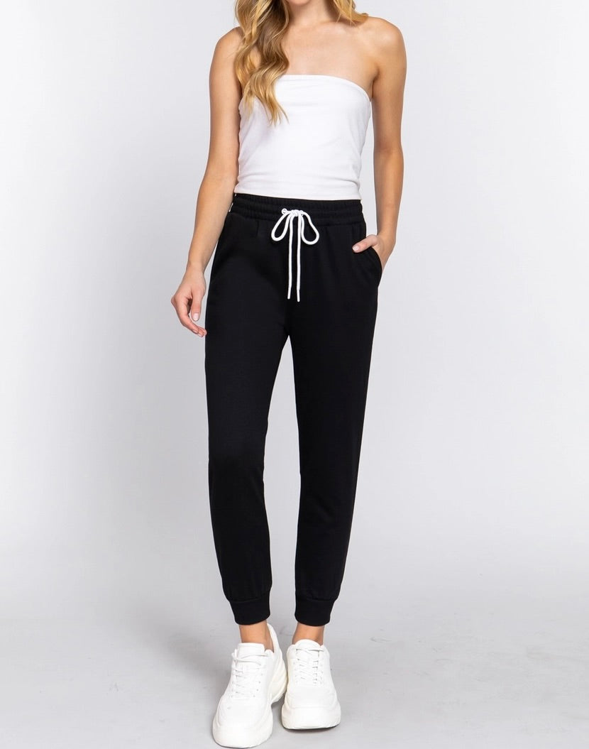 DINA FLEECE LINED JOGGING PANTS | BLACK