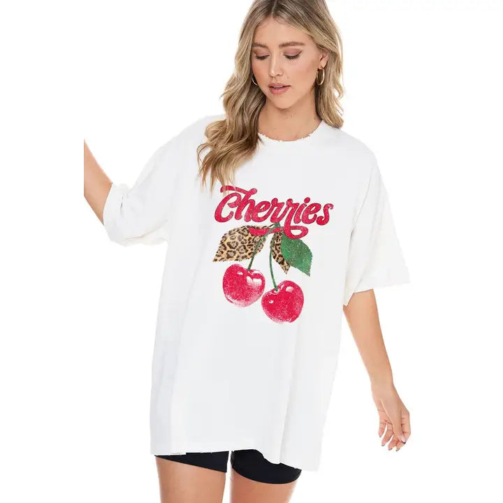 CHERRIES OVERSIZED VINTAGE TEE