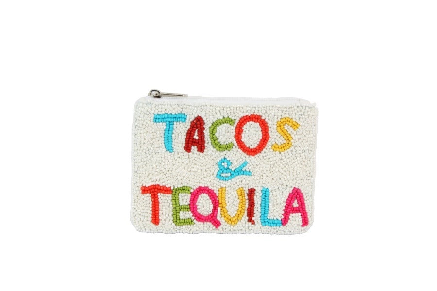 TACOS & TEQUILA BEADED COIN PURSE
