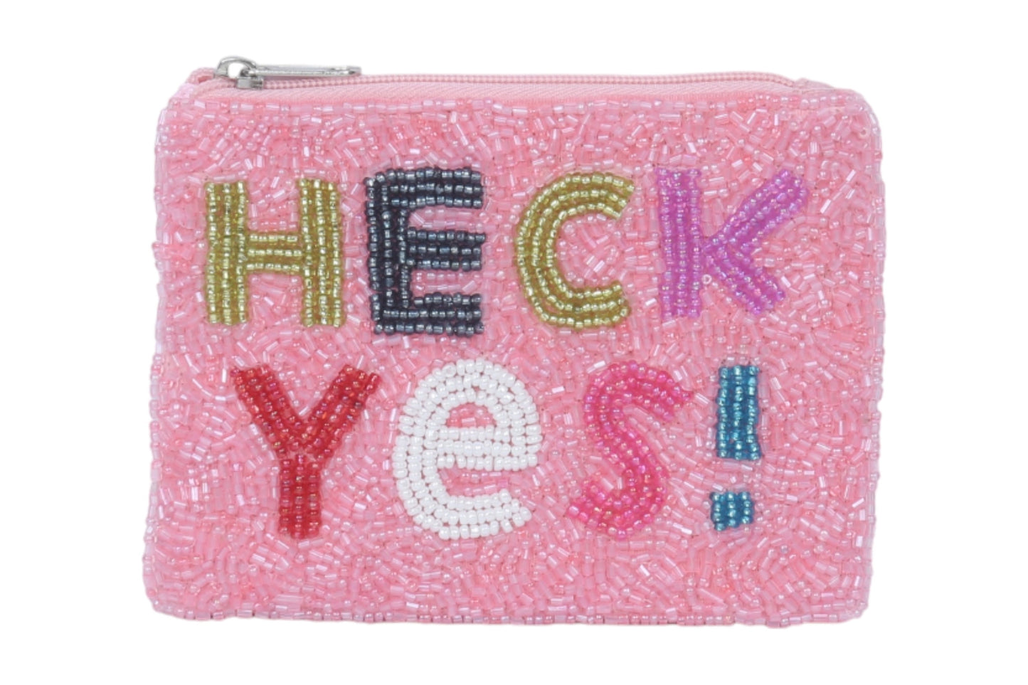 HECK YES BEADED COIN PURSE