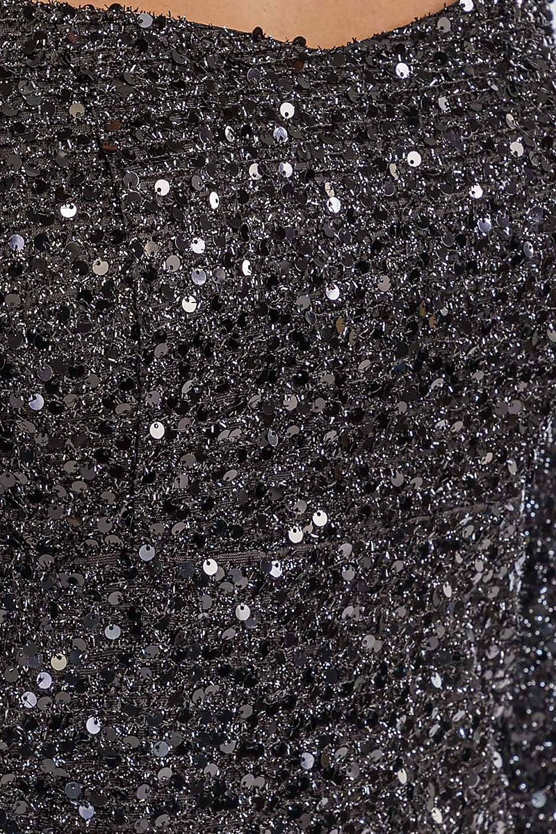 STEFANI LONG SLEEVE SEQUIN MINI DRESS