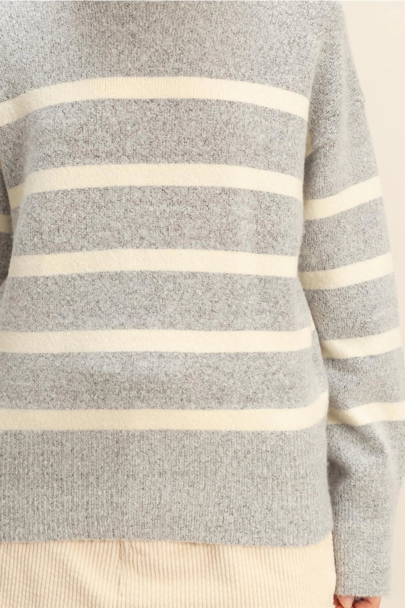 ALEXA STRIPED MOCK NECK SWEATER