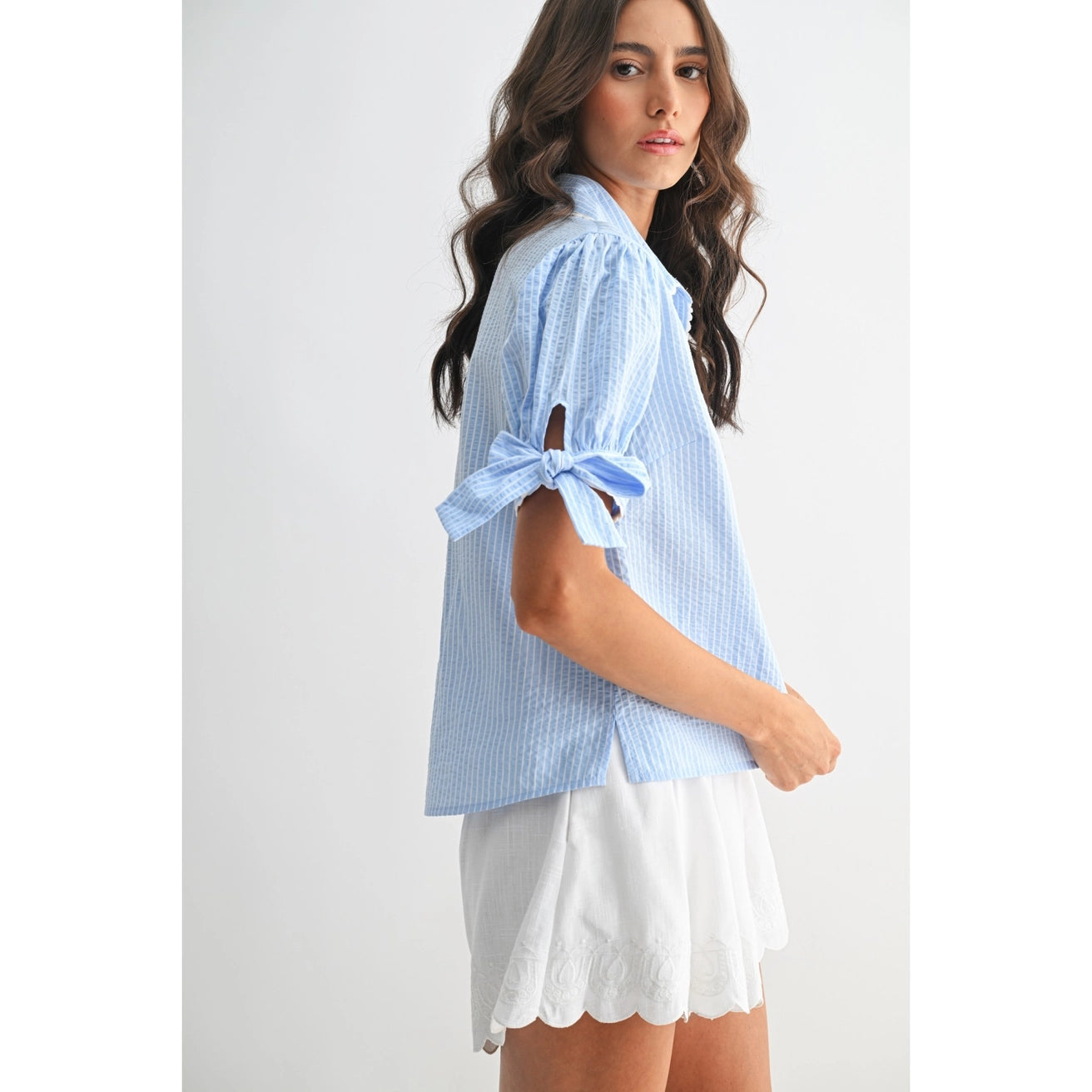 FRANNIE BLUE STRIPE BLOUSE