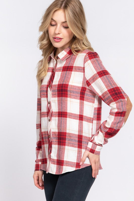 CALEB BUTTON FRONT PLAID SHIRT | RED/IVORY
