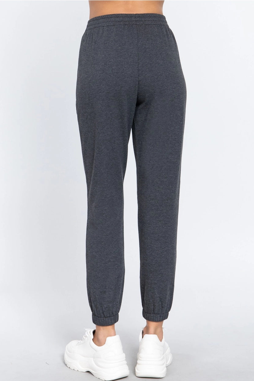 DINA FLEECE LINED JOGGING PANTS | CHARCOAL
