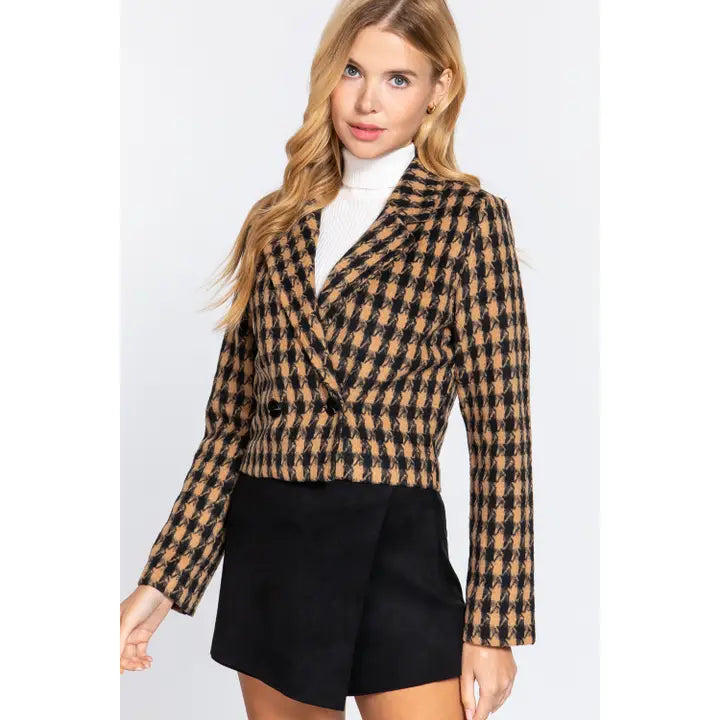 AURELIA HOUNDSTOOTH BLAZER COAT