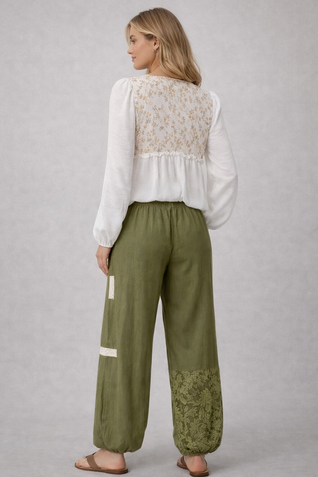 KENNY BOHO PATCHWORK PANTS | OLIVE