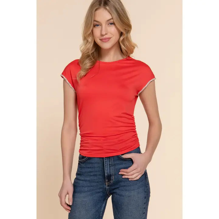 ADA CAP SLEEVE TOP | RED