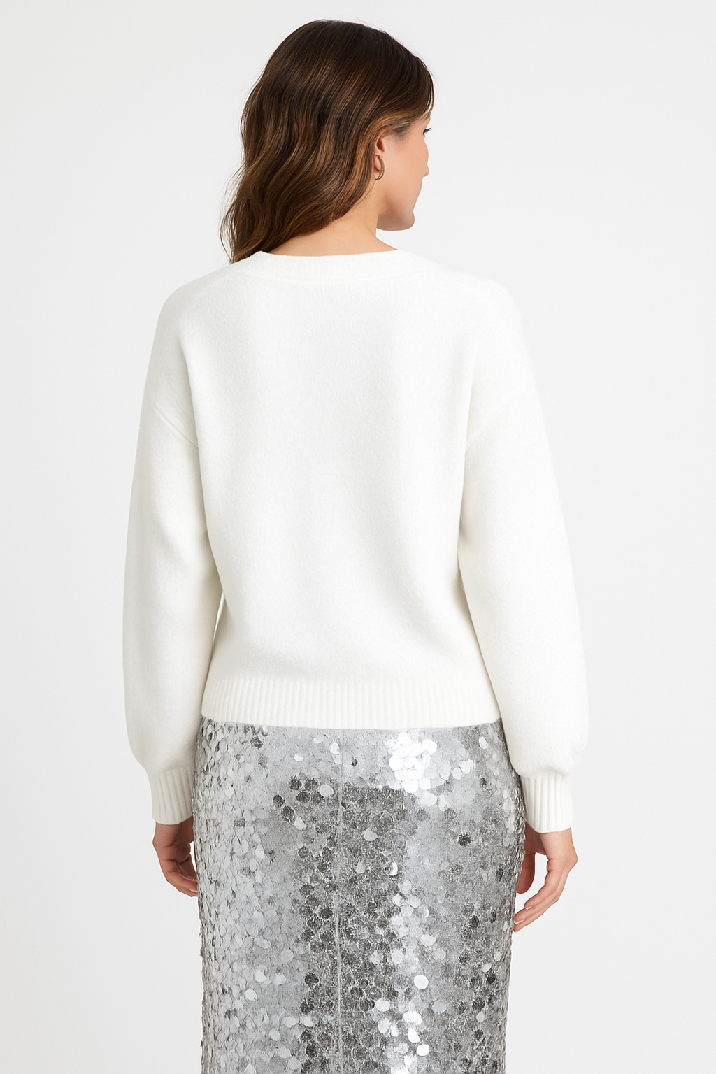 SHERELLE REVERSIBLE SEQUIN BOW SWEATER