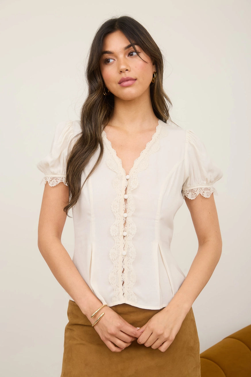 MAUDE LACE TRIM BLOUSE