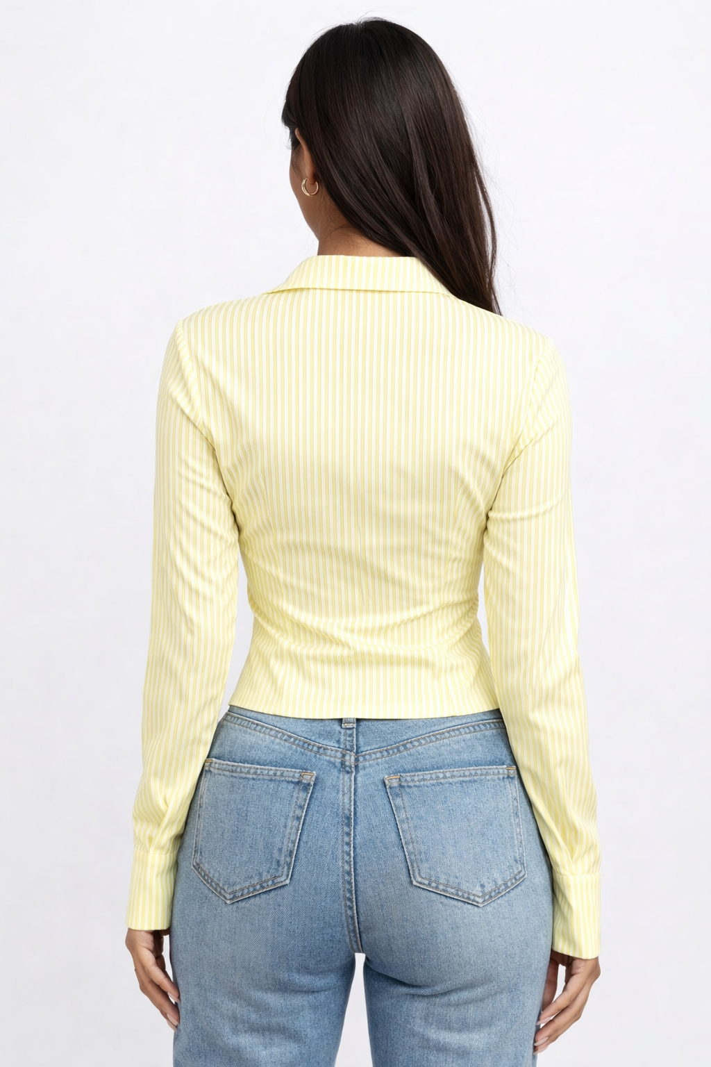 ROSANNA STRIPED BUTTON DOWN SHIRT | YELLOW/WHITE