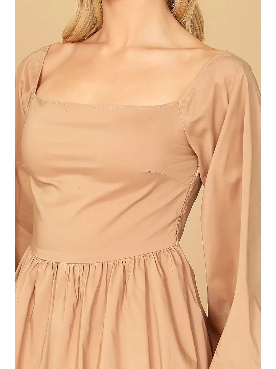 BREESA PUFF SLEEVE BALLOON SKIRT DRESS