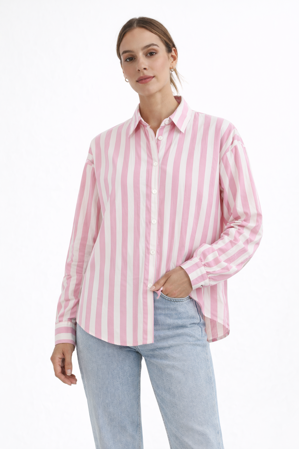 MARCELINE STRIPED BUTTON FRONT SHIRT