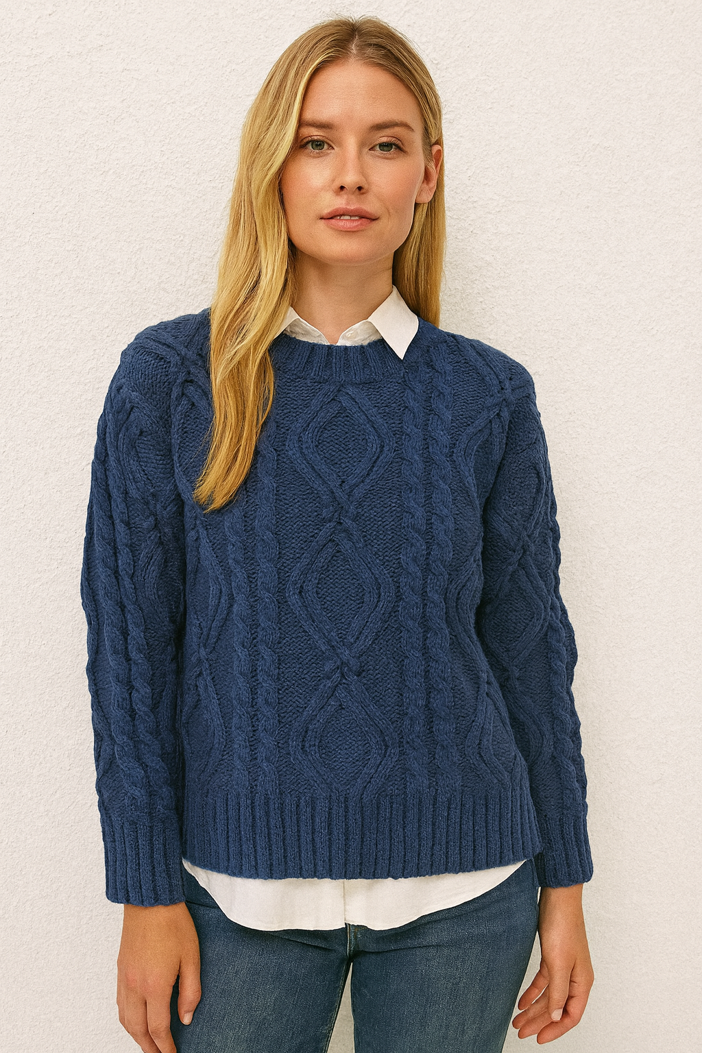 BRAYLYNN CABLE KNIT CREW SWEATER