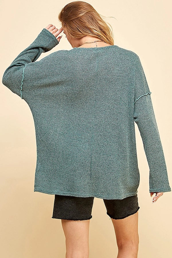 CHEYANNE EXPOSED SEAM OVERSIZED LONG SLEEVE | GREEN