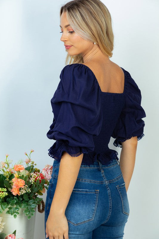 CAMDEN SWEETHEART TOP | NAVY