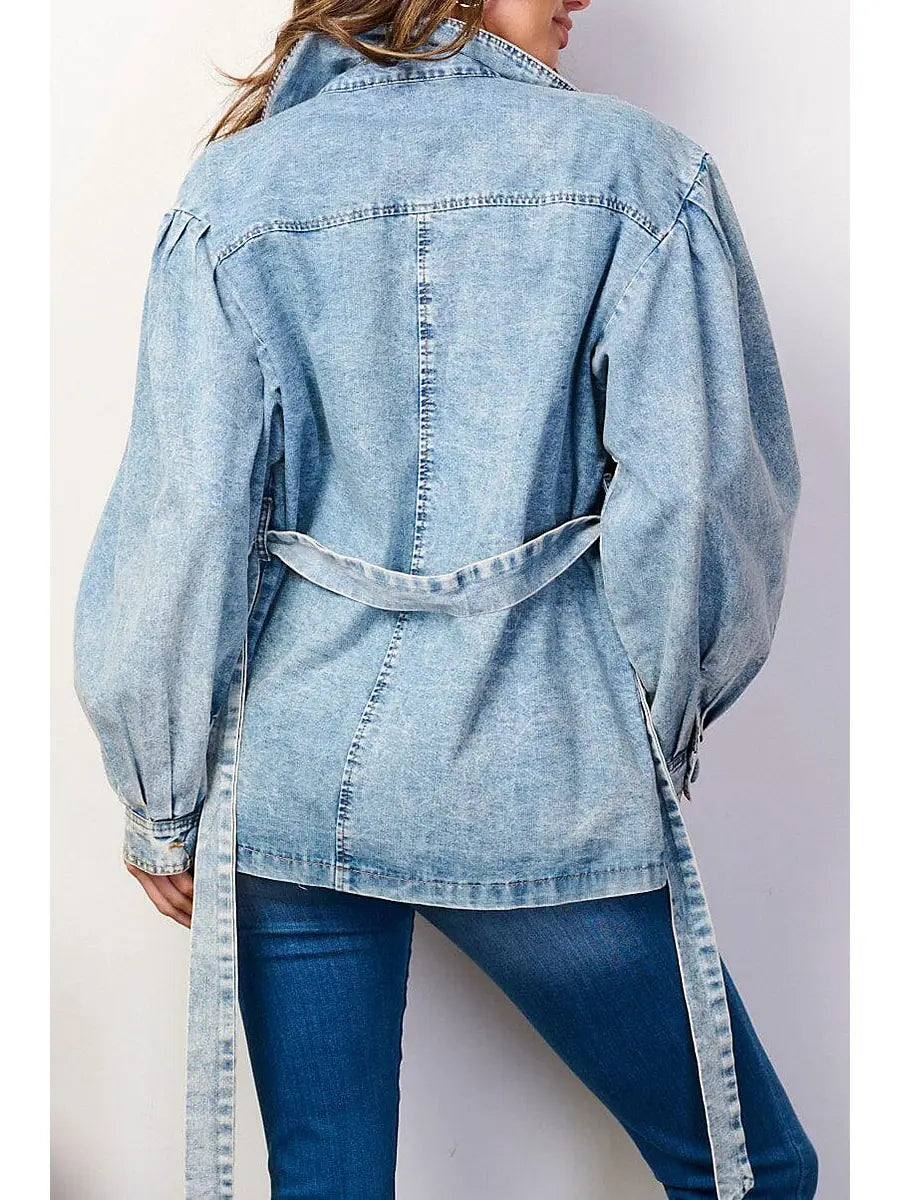 DAKOTA BUTTON FRONT DENIM BLAZER