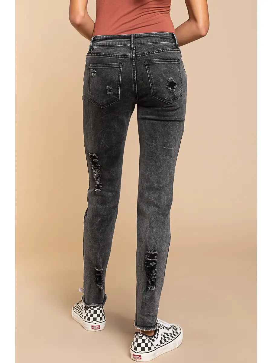 ARABELLA DISTRESSED JEANS | BLACK