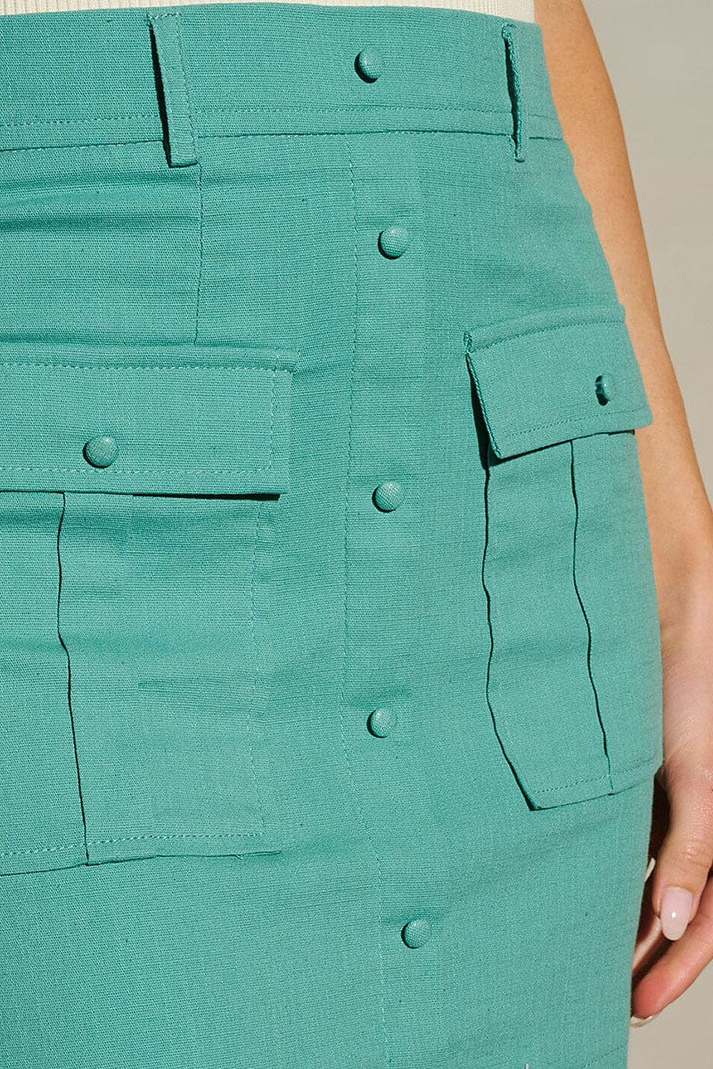 DYONA BUTTON UP FRONT POCKET MINI SKIRT