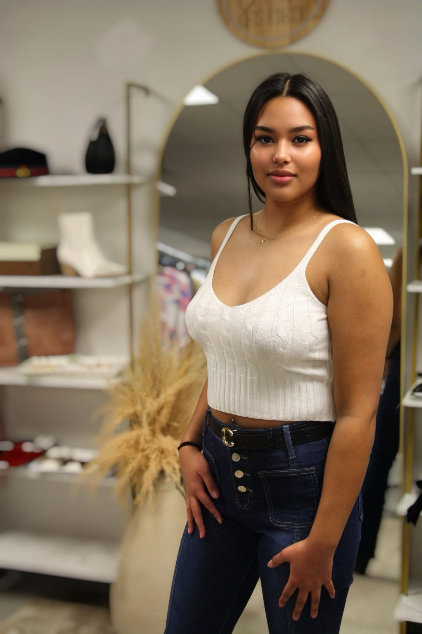 ELIZA CABLE KNIT LAYERING SWEATER TANK | WHITE