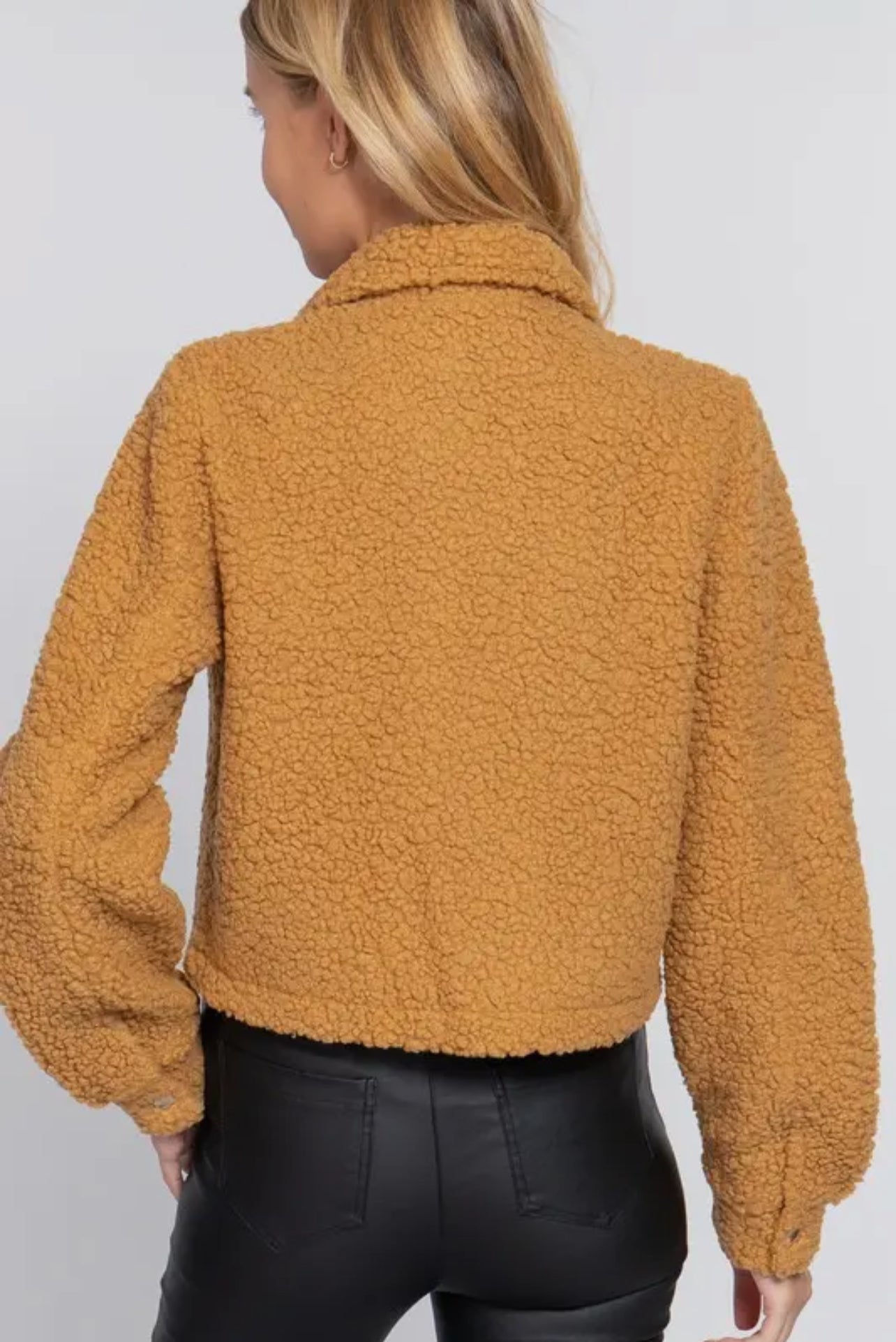 MAURA FAUX FUR BUTTON DOWN JACKET | MUSTARD