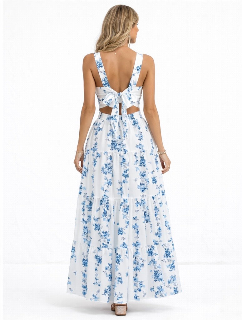 SUTTON FLORAL TIE BACK MAXI DRESS