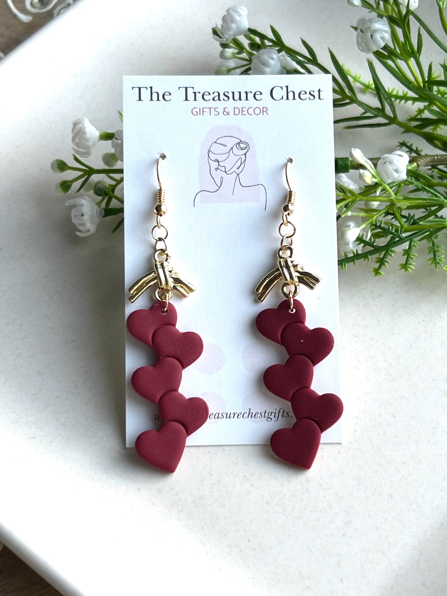 Stacked Heart Dangle Earrings