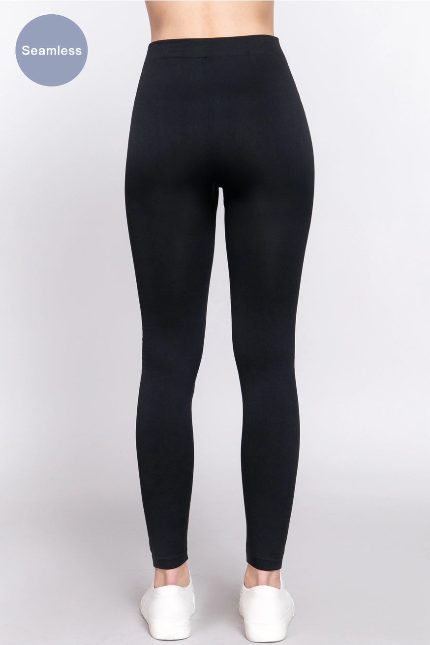 LORA INNER BRUSHED SEAMLESS LEGGINGS | BLACK