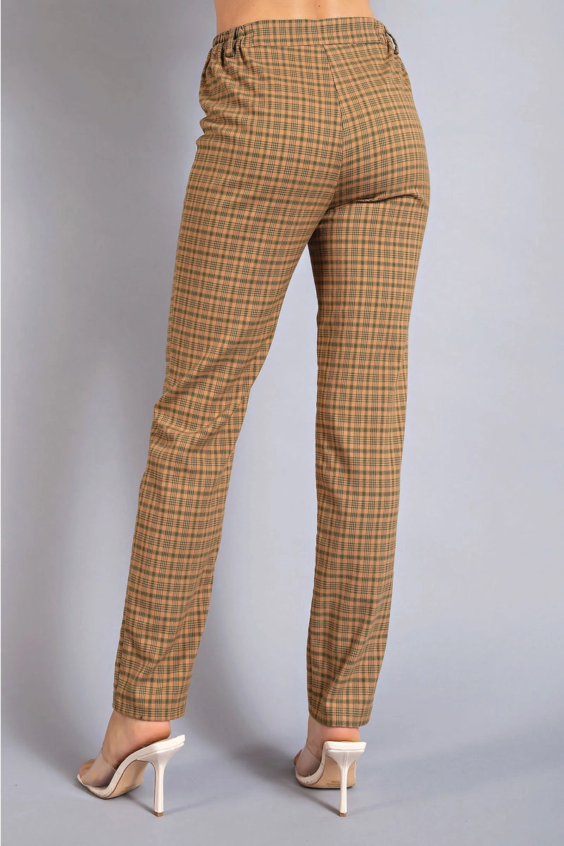 JANE MOM FIT PLAID PANTS