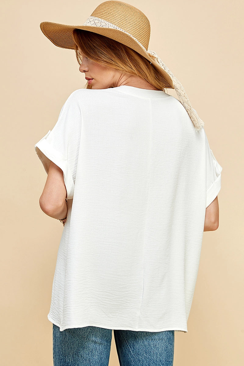 KAYLEE SHORT SLEEVE TOP | WHITE