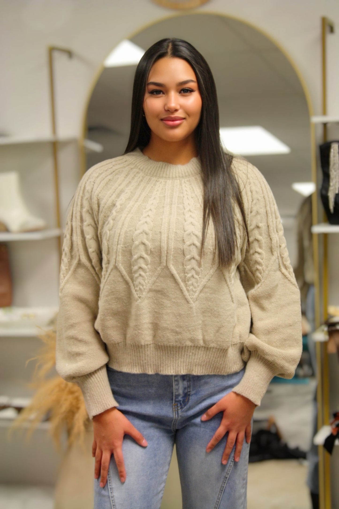 KIERA CABLE DETAILED SWEATER