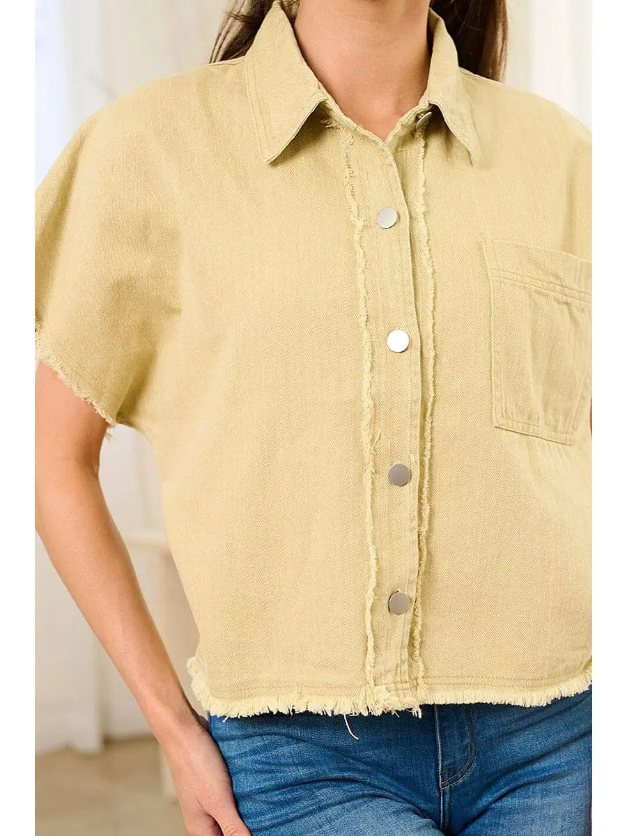 MAURA RAW HEM DENIM SHIRT