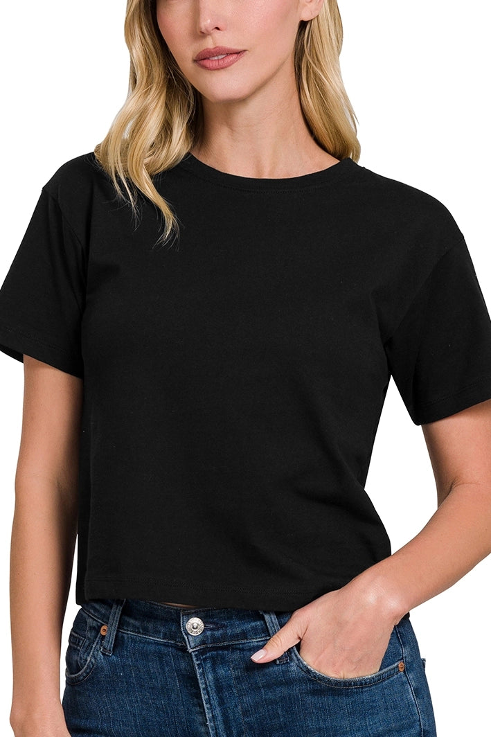 MAYELLA CROP TEE | BLACK