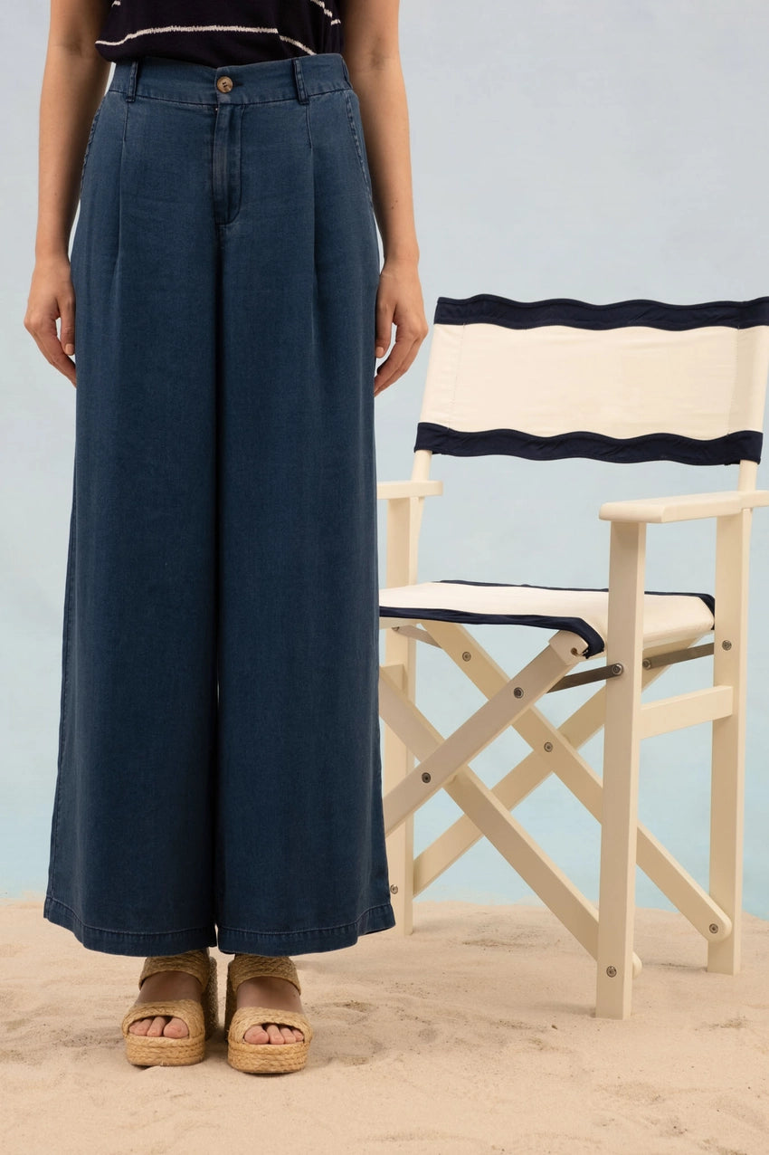 MILANA HIGH WAIST CHAMBRAY WIDE LEG PANTS
