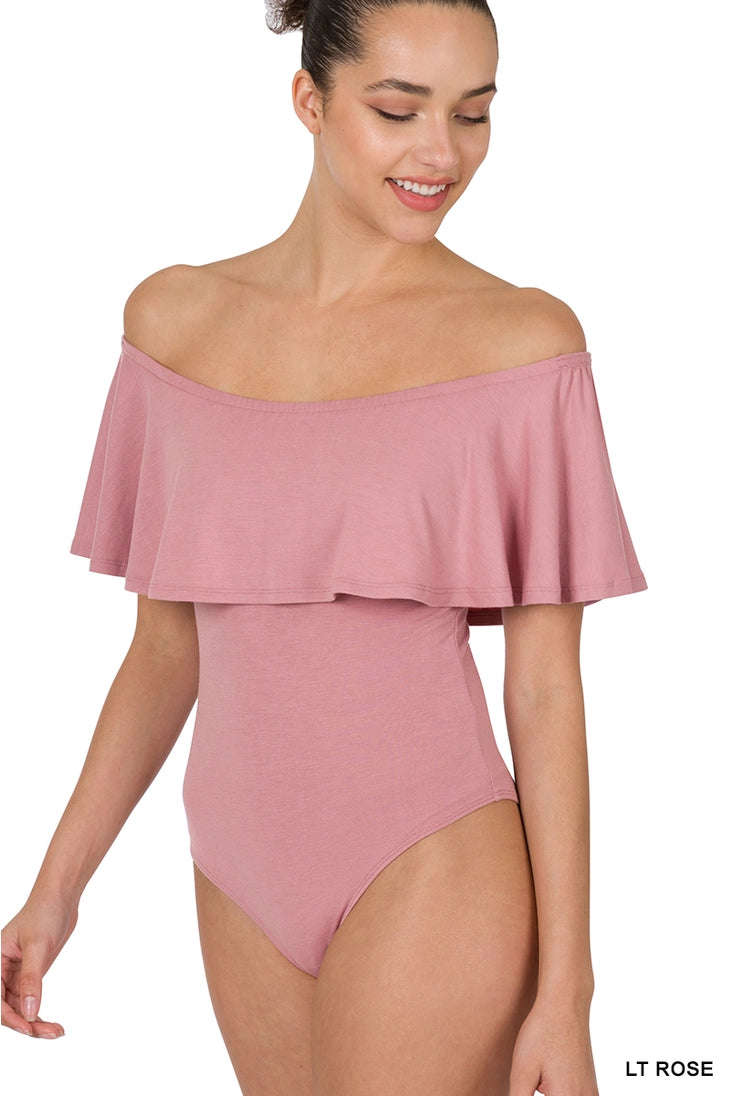 RIO RUFFLE OFF THE SHOULDER BODYSUIT