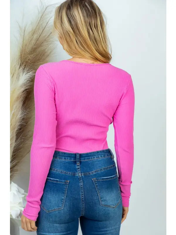 VIRGINIA SOLID RIBBED KNIT BODYSUIT