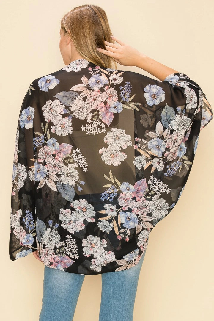 SO SWEET FLORAL SILKY KIMONO CARDIGAN