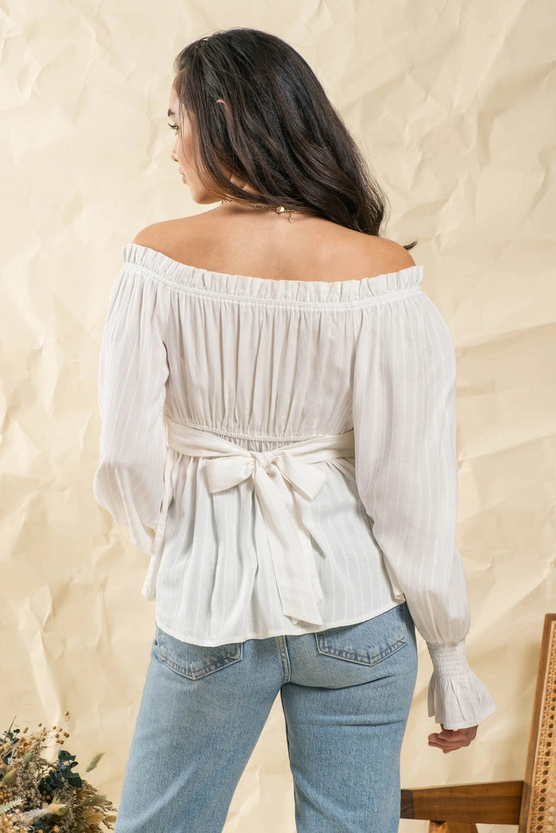 TORI RUFFLED OFF THE SHOULDER TOP
