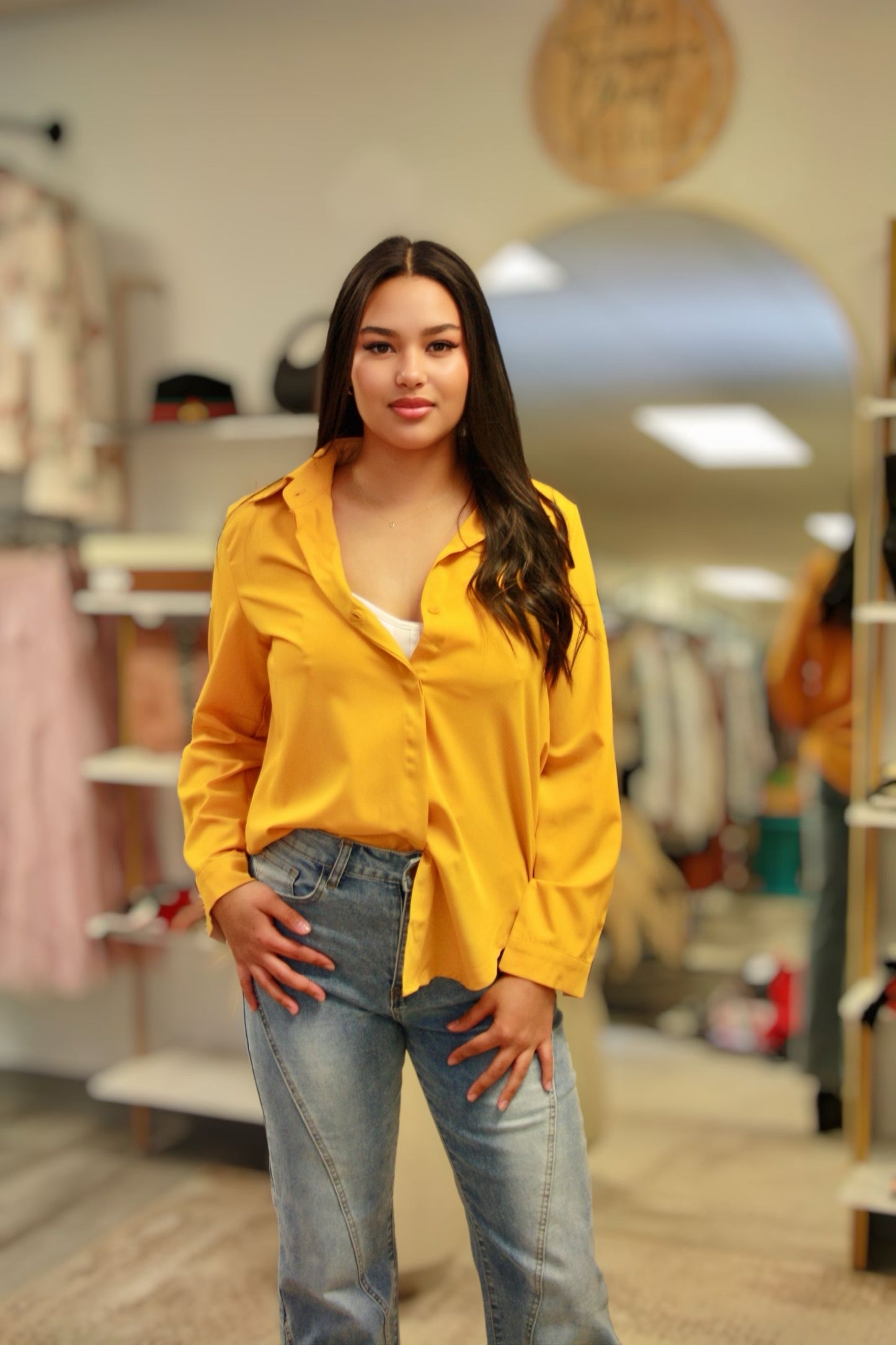 TRISTAN BUTTON FRONT SHIRT | YELLOW