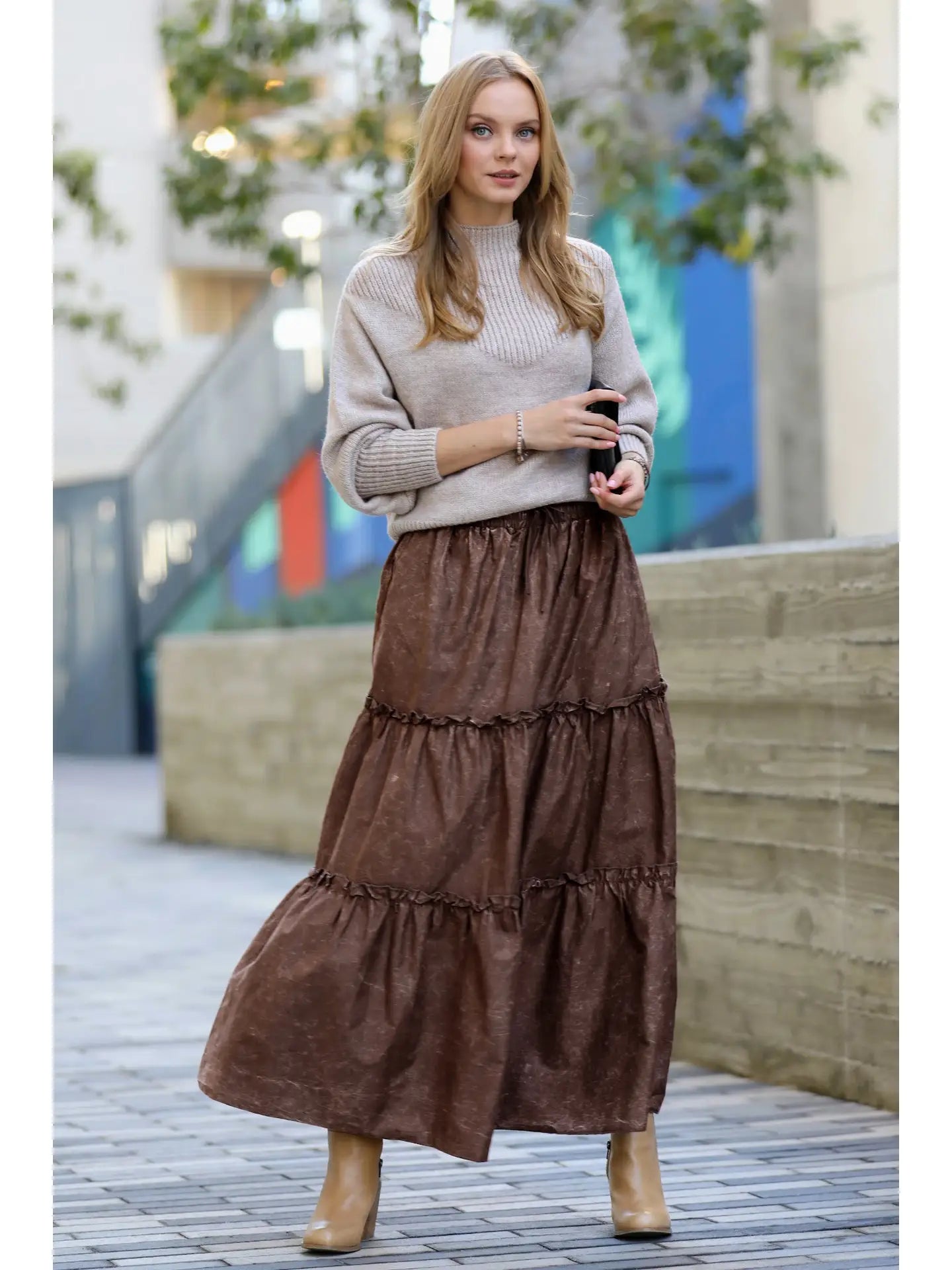 LUCILLE VINTAGE WASH TIERED SKIRT