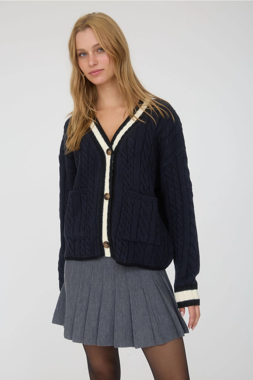 HARLAN CABLE KNIT BOYFRIEND CARDIGAN