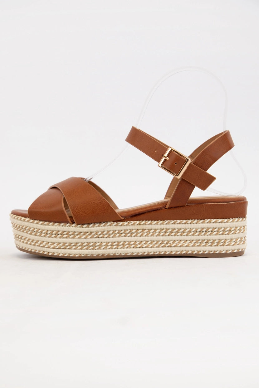 TALON CHUNKY BRAIDED PLATFORM SANDAL | COGNAC