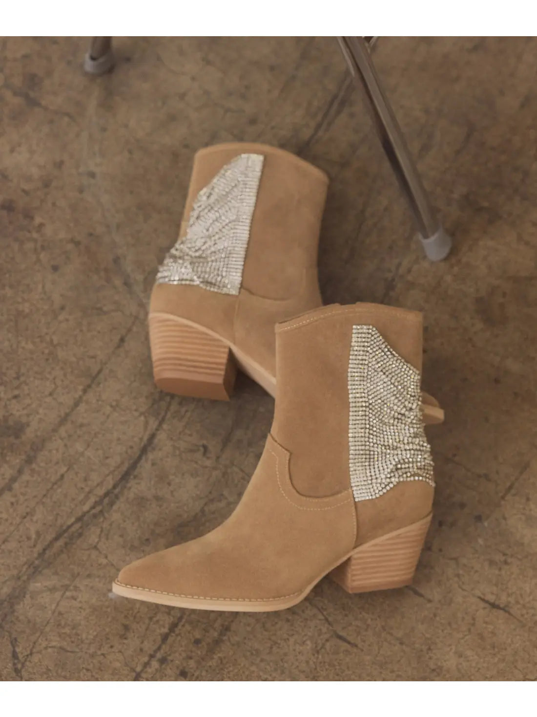 The Rowan Khaki | Rhinestone Fringe Cowboy Western Boot