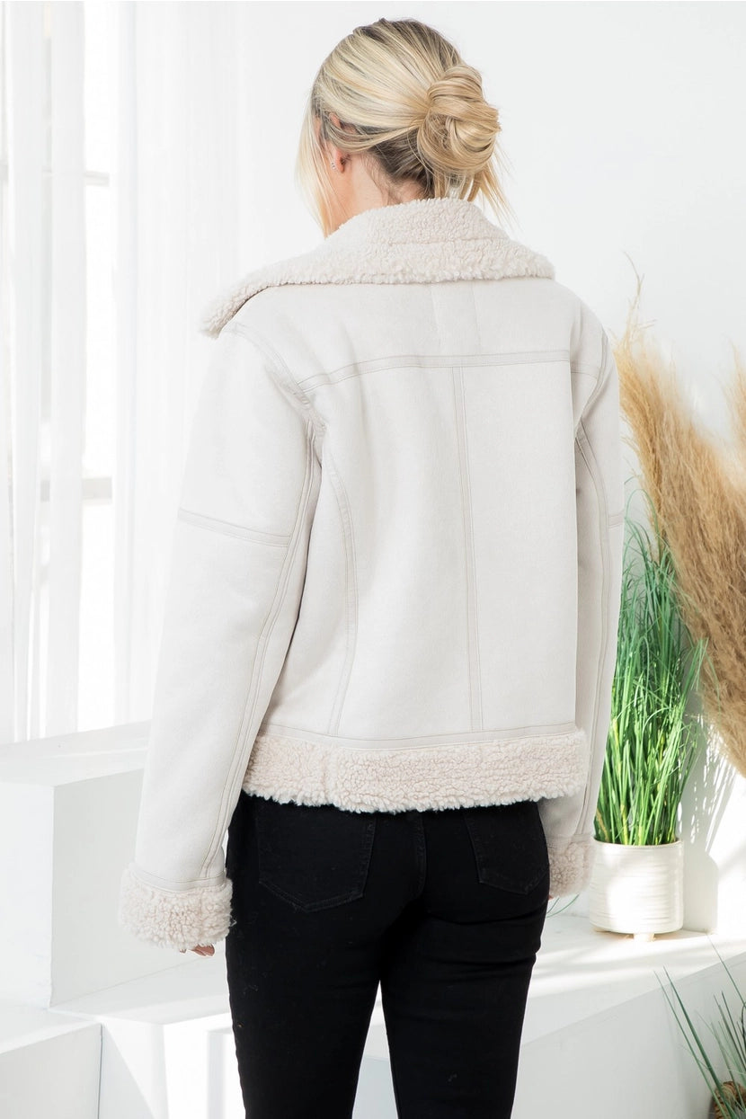 DAKOTA SUEDE SHEARLING JACKET | ECRU