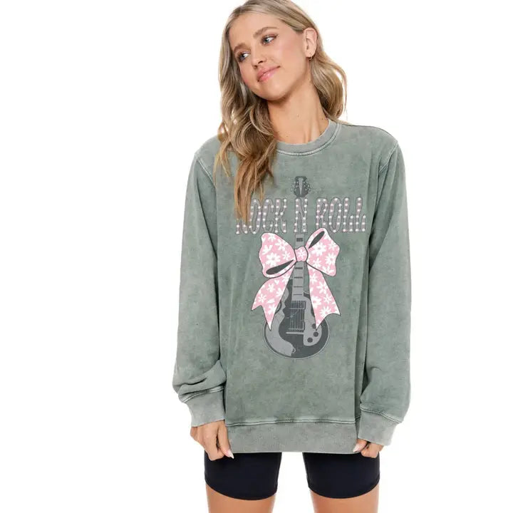 ROCK N ROLL COQUETTE VINTAGE WASHED SWEATSHIRT