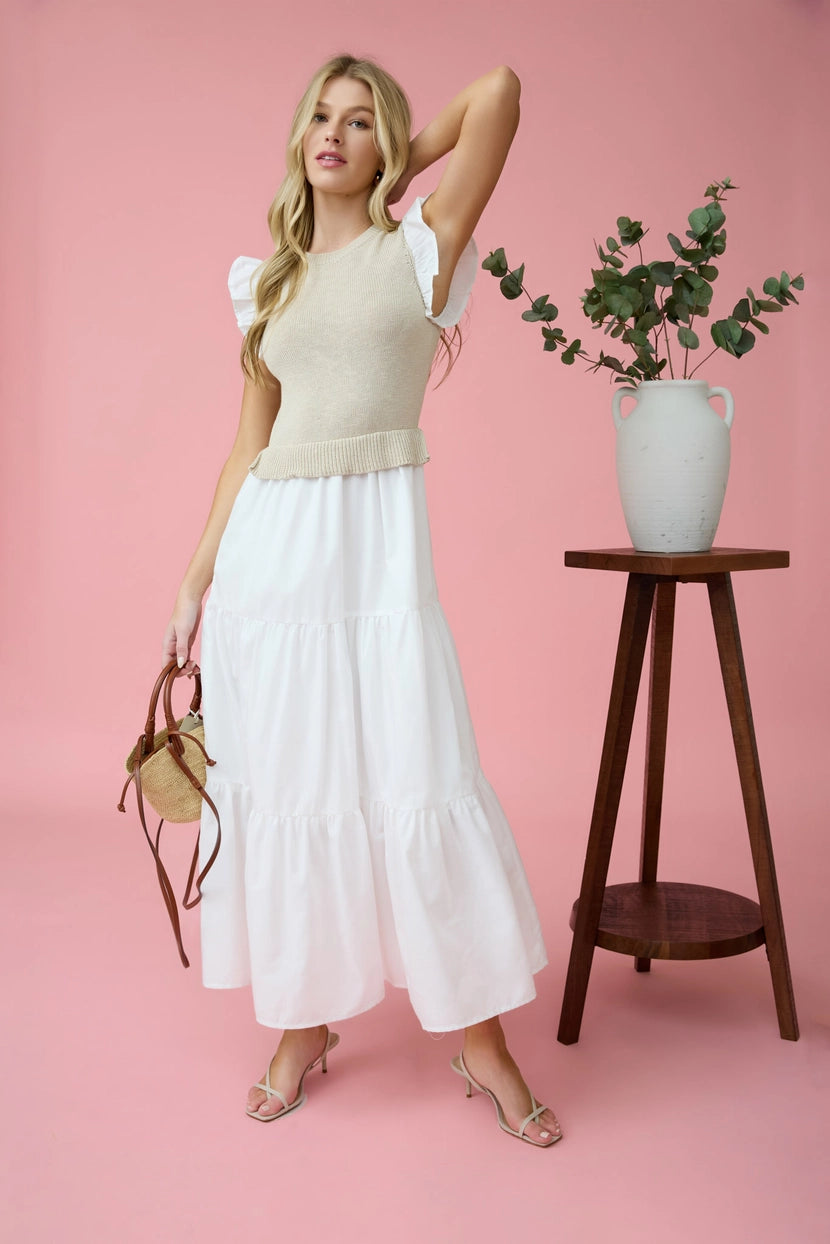 SHADA MIXED MEDIA MAXI DRESS