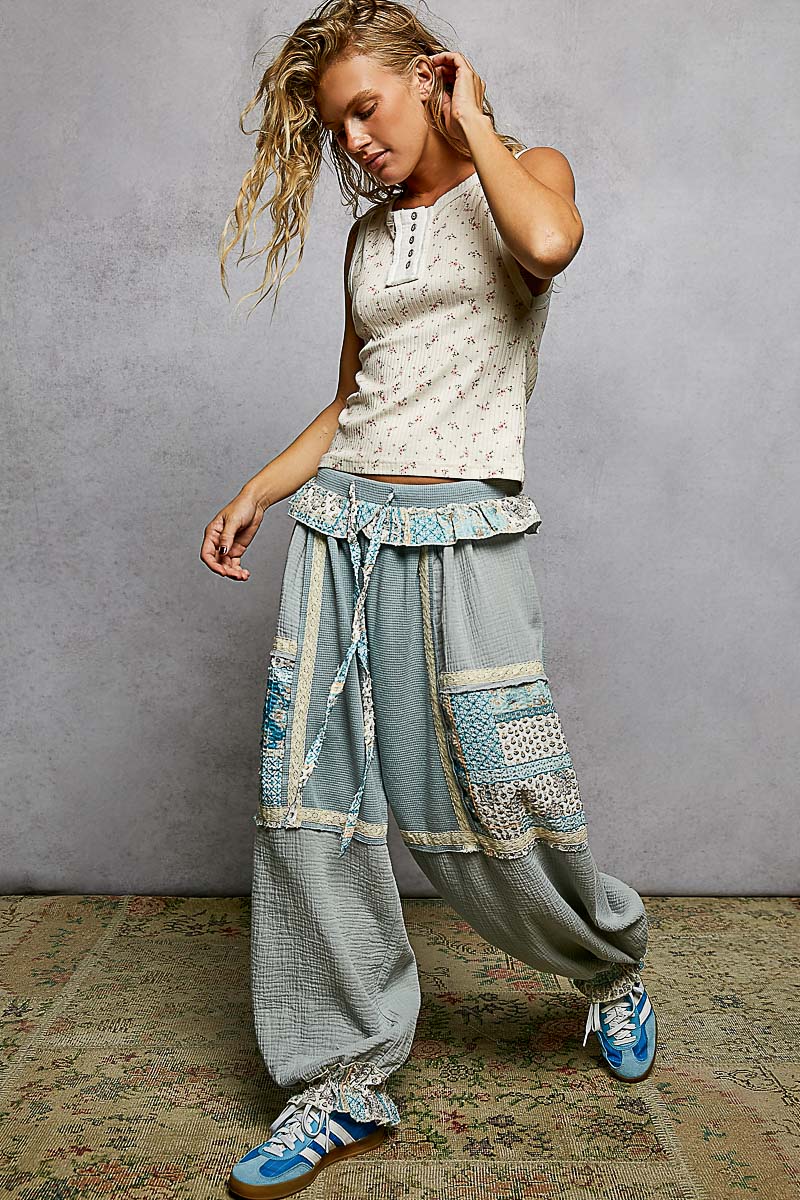 HARLOW PATCHWORK JOGGERS | BLUE