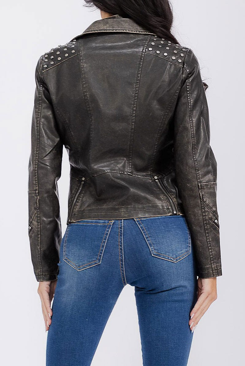 KAYTON STUDDED FAUX LEATHER JACKET